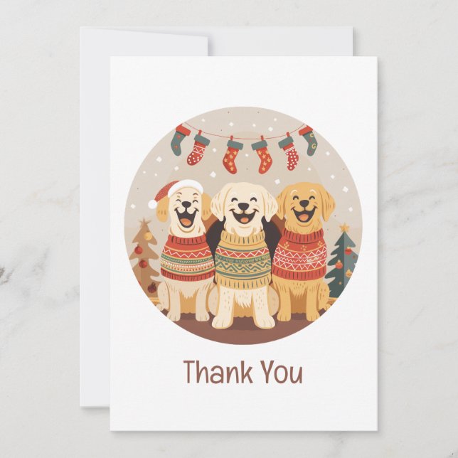 Thank You Christmas Labrador Retriever Dogs Tack Kort (Framsida)