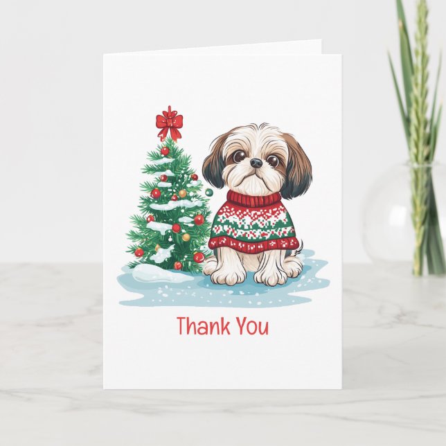 Thank You Christmas Shih Tzu Dog Tack Kort (Framsida)