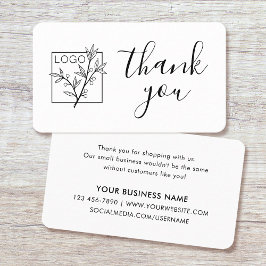 Thank You Custom Logo Modern Script White Visitkort