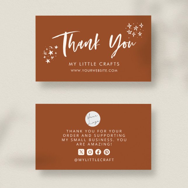 Thank You Doodle Stars Terracotta Small Business  Visitkort (Skapare uppladdad)