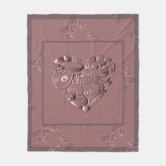"Thank you" Dusty Rose Fleece Blanket (Framsidan)