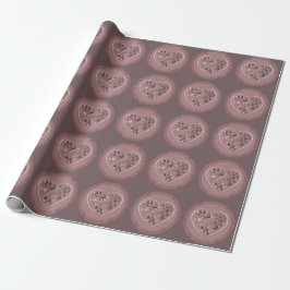 "Thank You" Dusty Rose Heart Wrapping Paper Presentpapper