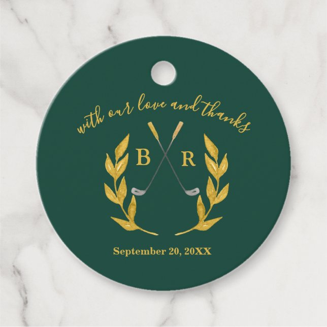 Thank You Elegant Custom Golf Theme Wedding Gåvor Etiketter (Framsida)