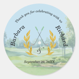 *Thank You Elegant Custom Golf Theme Wedding Runt Klistermärke