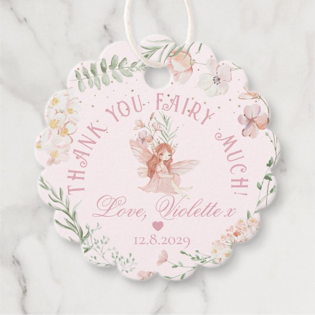 Thank you Fairy Much Fairy 1st Birthday Magical Gåvor Etiketter (Framsida)
