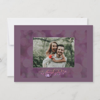 Thank You Fancy Script Photo Bubble Frame Card Tack Kort