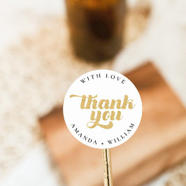 Thank You faux glitter Round Sticker Runt Klistermärke