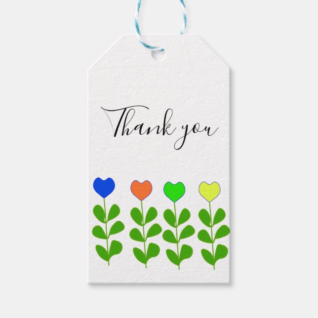 Thank You Floral Tag Presentetikett (Framsidan)
