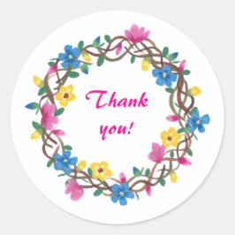 Thank you Floral Wreathe Stickers Runt Klistermärke