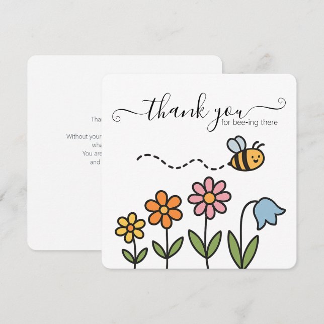 Thank You For Bee-ing There Tack Kort (Fram/baksida)