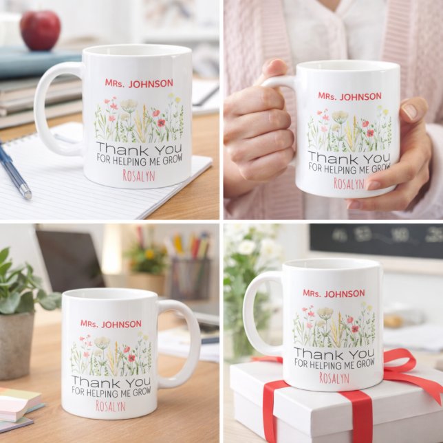 Thank You For Helping Me Grow Personalized Teacher Mugg (Thank You For Helping Me Grow Personalized Teacher Mug)