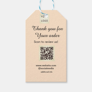 Thank you for order scan Review us business logo Presentetikett