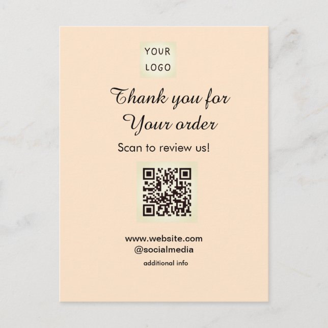 Thank you for order scan Review us business logo Vykort (Framsida)