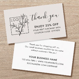 Thank You For Shopping Custom Logo Off-White Visitkort