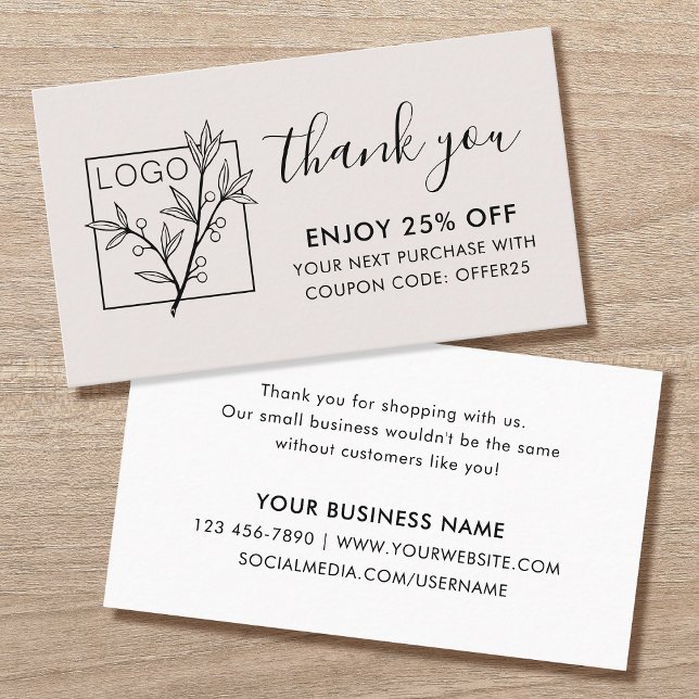 Thank You For Shopping Custom Logo Off-White Visitkort (Skapare uppladdad)