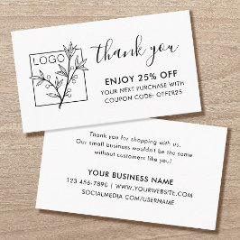 Thank You For Shopping Custom Logo White Visitkort