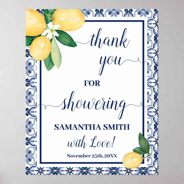 Thank you for Showering Bride Mediterranean Shower Poster (Framsidan)
