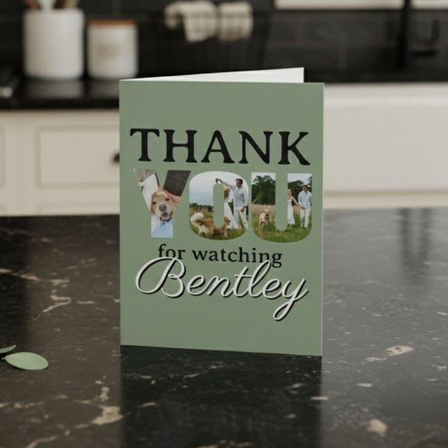 Thank You For Watching Our Dog Photo Card Tack Kort (Send a personalized thank you note to friends and family who cared for your furry friend!)