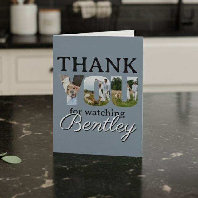 Thank You For Watching Our Dog Photo Card Tack Kort (Send a personalized thank you note to friends and family who cared for your furry friend!)