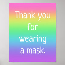 Thank You for Wearing a Mask Rainbow Poster