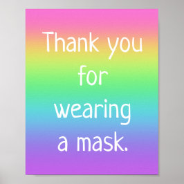 Thank You for Wearing a Mask Rainbow Poster