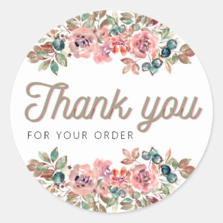 Thank you for your order sticker, flower, minimali runt klistermärke