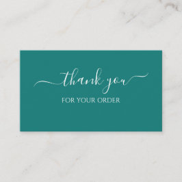 Thank You For Your Order Teal Business Insert Card Visitkort