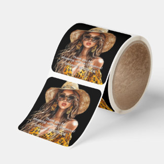 Thank You For Your Purchase Leopard Print Stickers Fyrkantigt Klistermärke