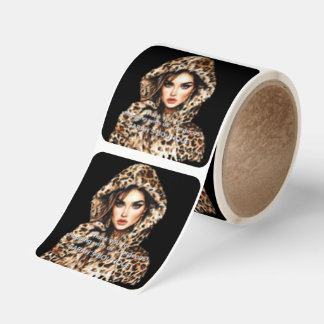 Thank You For Your Purchase Leopard Print Stickers Fyrkantigt Klistermärke