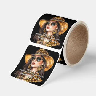 Thank You For Your Purchase Leopard Print Stickers Fyrkantigt Klistermärke