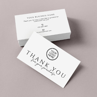 Thank You for Your Purchase Packaging Inserts Visitkort