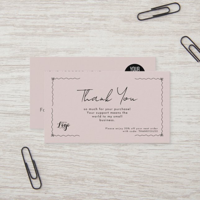 Thank You for Your Purchase Small Business Card |  Visitkort (Fram/Back In Situ)