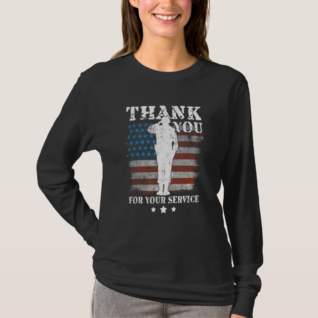 Thank You For Your Service American Flag Veterans  T Shirt (Framsida)
