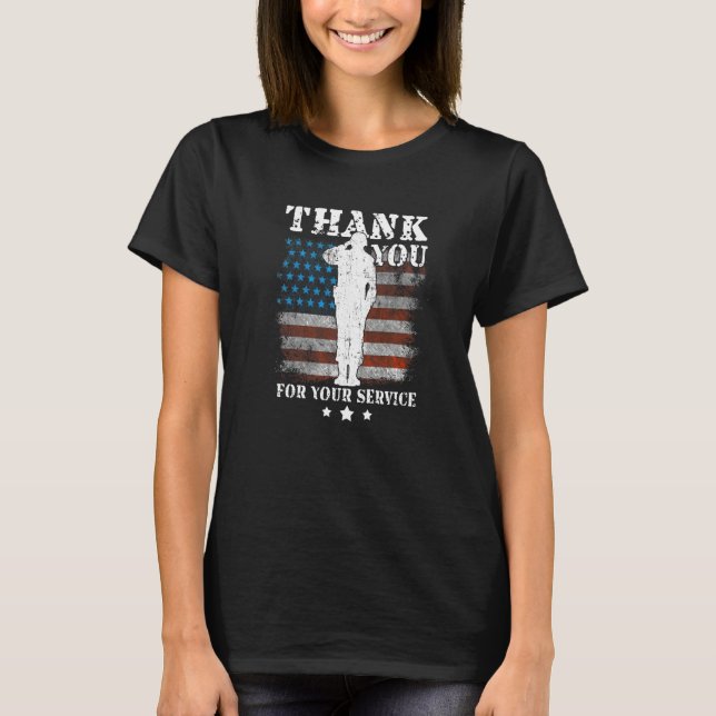 Thank You For Your Service American Flag Veterans  T Shirt (Framsida)