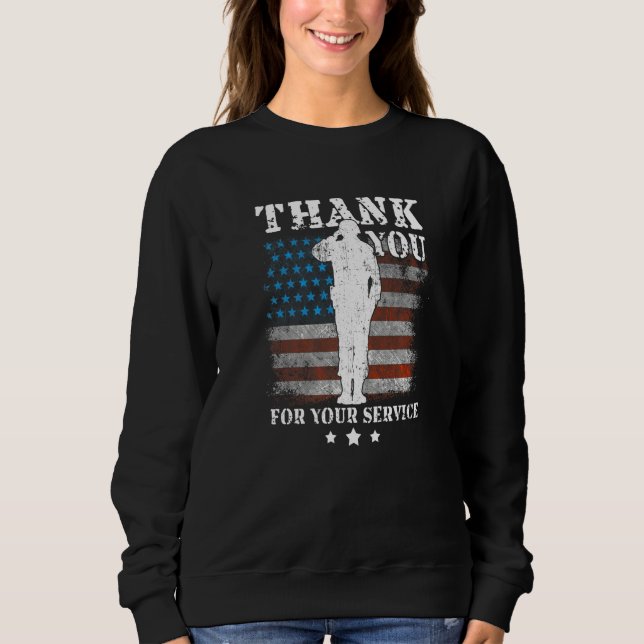 Thank You For Your Service American Flag Veterans  T Shirt (Framsida)