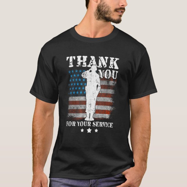 Thank You For Your Service American Flag Veterans  T Shirt (Framsida)