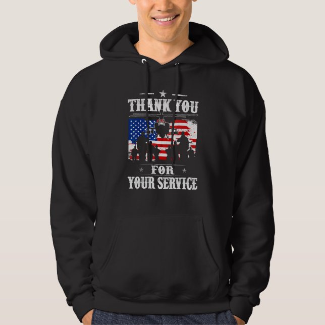 Thank You For Your Service Patriotic Veterans Day Hoodie (Framsida)
