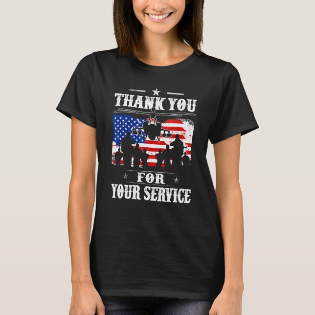 Thank You For Your Service Patriotic Veterans Day T Shirt (Framsida)