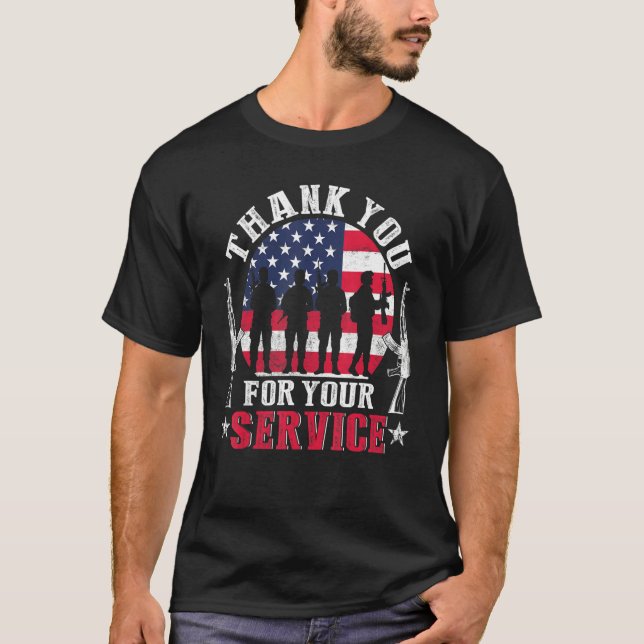 Thank You For Your Service Patriotic Veterans Day T Shirt (Framsida)