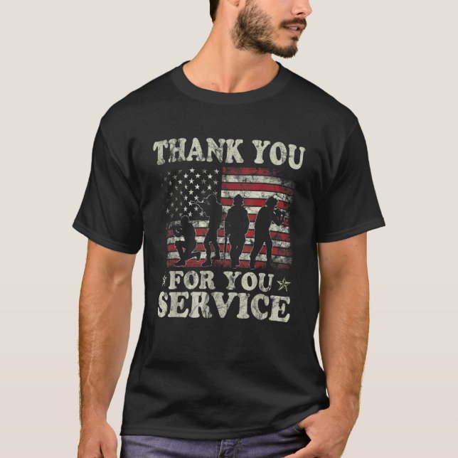 Thank You for Your Service  Patriotic Veterans Day T Shirt (Framsida)