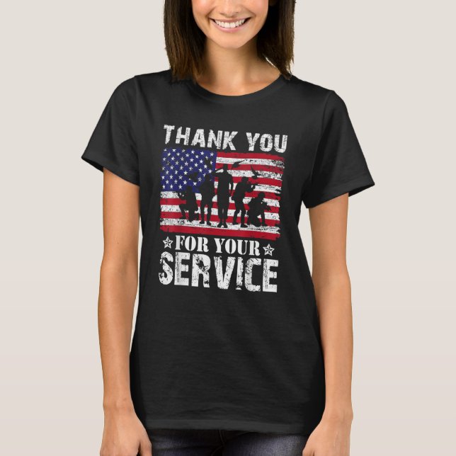 Thank You For Your Service Veteran US Flag Veteran T Shirt (Framsida)