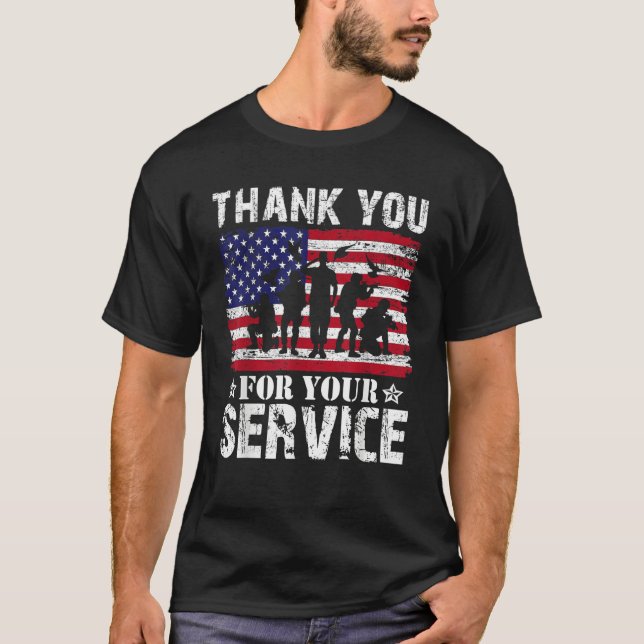 Thank You For Your Service Veteran US Flag Veteran T Shirt (Framsida)