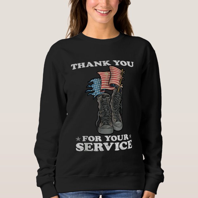 Thank You For Your Service Veteran US Flag Veteran T Shirt (Framsida)