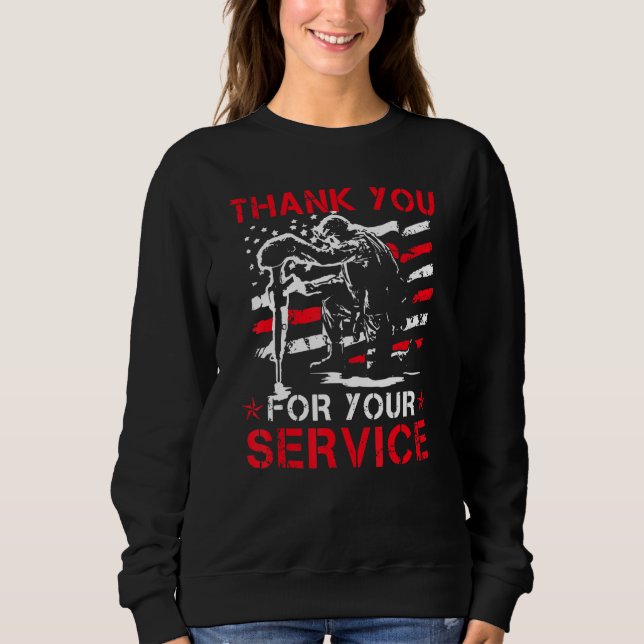 Thank You For Your Service Veteran US Flag Veteran T Shirt (Framsida)