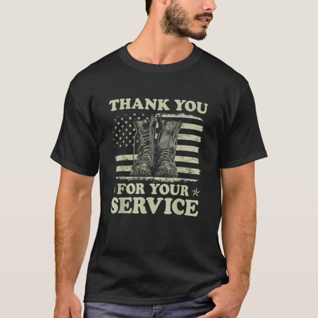 Thank You For Your Service Veteran US Flag Veteran T Shirt (Framsida)
