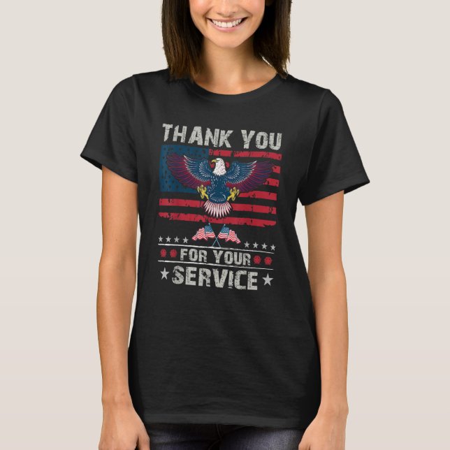 Thank You For Your Service Veteran US Flag Veteran T Shirt (Framsida)