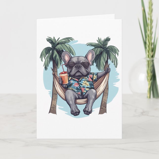 Thank You French Bulldog In Hawaiian Top Tack Kort (Framsida)