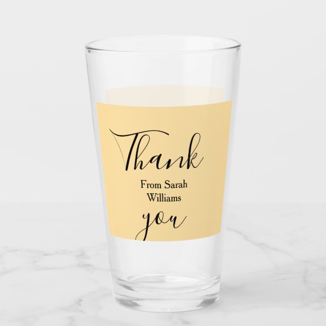 Thank you from add name yellow Pastel boho wedding Glaskopp (Framsida)