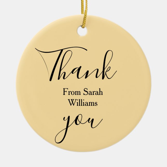 Thank you from add name yellow Pastel boho wedding Julgransprydnad Keramik (Framsidan)
