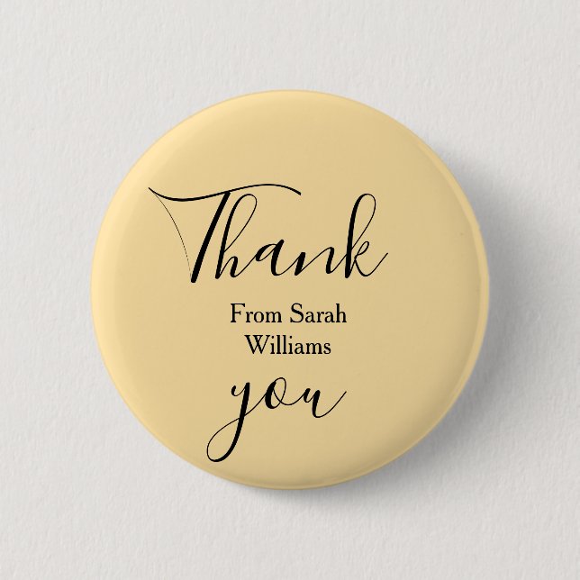 Thank you from add name yellow Pastel boho wedding Knapp (Framsida)